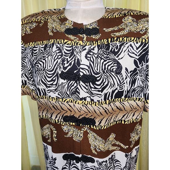 R&M Richards Women’s African Safari Top Size 12 Zebra Lion - Picture 3 of 6